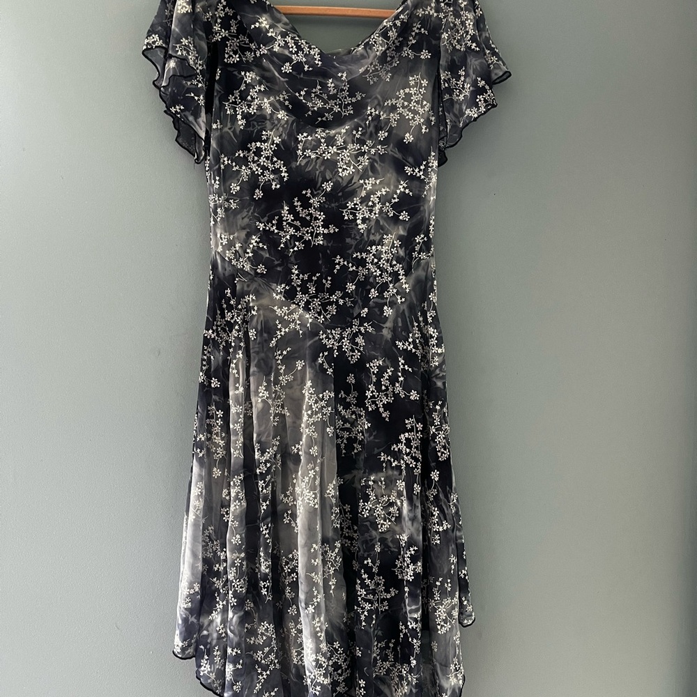 Floral Black and White Dress